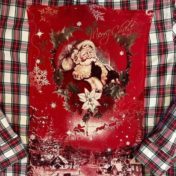 Vintage Toss Christmas Plaid Button Up Shirt, Custom T-Shirt Back. Custom made, - Picture 5 of 10